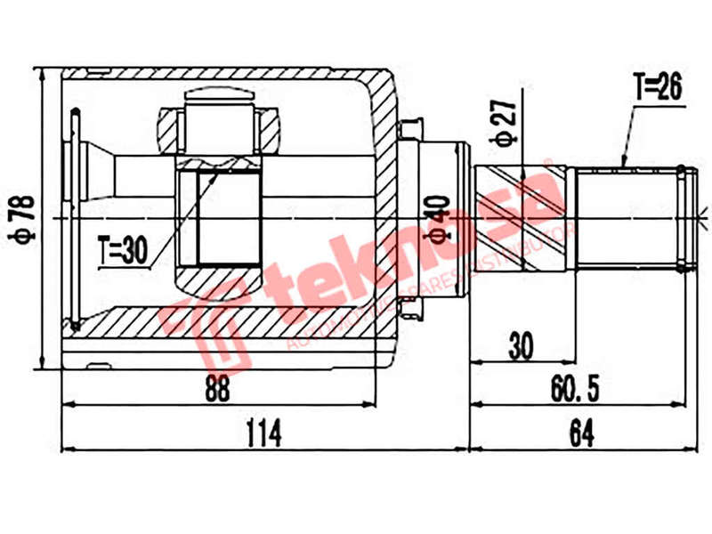 Cv Joint Inner Front Left Nissan Qashqai,NV200,Renault Clio (NI4028)