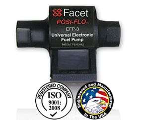 Facet 60104 12V Fuel Pump (60245 Kit)  Posi-Flo | 23 GPH, 1.54 PSI | With Check Valve