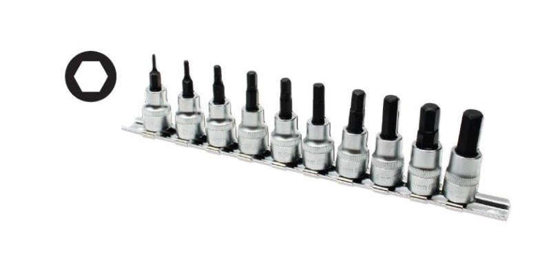10Pc 3/8 Drive Hex Bit Socket Set 48Mm (2-10Mm) AMPRO T33205