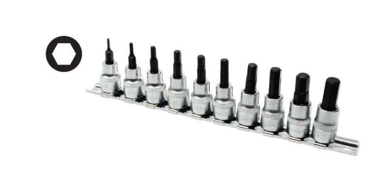 10Pc 3/8 Drive Hex Bit Socket Set 48Mm (2-10Mm) AMPRO T33205