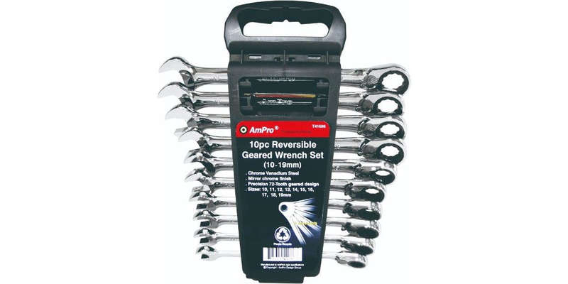 10Pc Reversible Gear Wrench Set (10-19Mm) AMPRO T41686