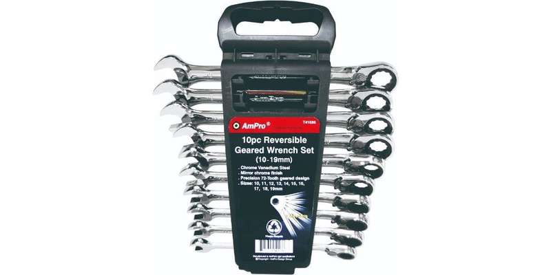 10Pc Reversible Gear Wrench Set (10-19Mm) AMPRO T41686