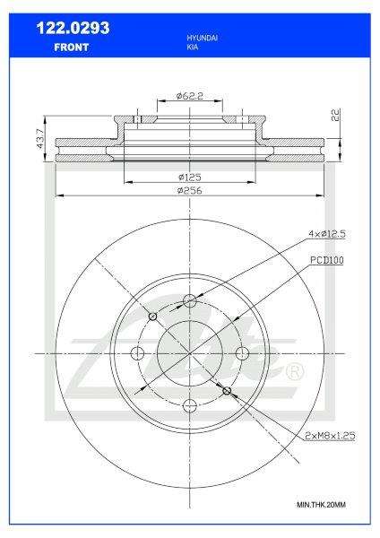 Brake Disc Front Hyundai I20 G4La,G4Lc/Kia Rio G4La,G4Lc Single (Ate 122-0293)