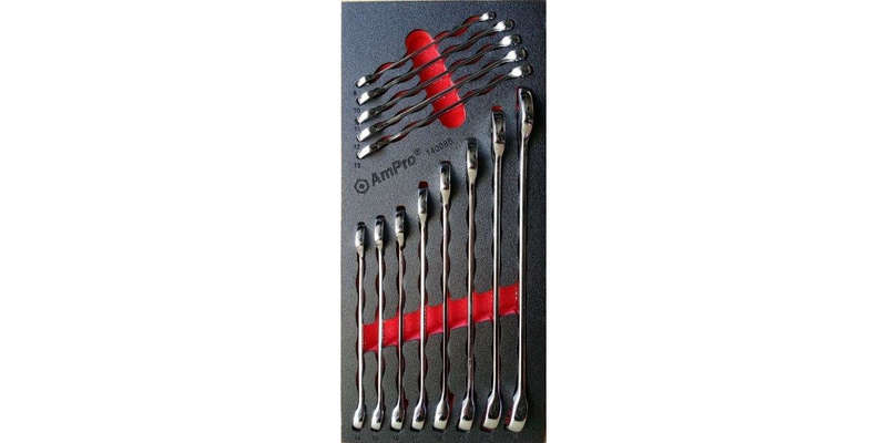 13Pc Long Style Combination Wrench Set (Foam Tray) AMPRO T40086