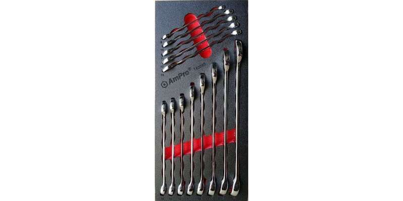 13Pc Long Style Combination Wrench Set (Foam Tray) AMPRO T40086