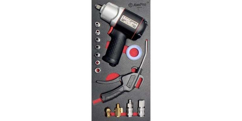 14Pc 1/2 Drive Air Wrench & Air Accessories Set (Foam Tray) AMPRO A3656
