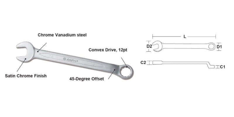 18Mm - 45 Degree Offset Combination Wrench AMPRO T41218