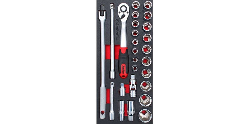 26Pc 1/2 Drive Socket Set (Foam Tray) AMPRO T45471