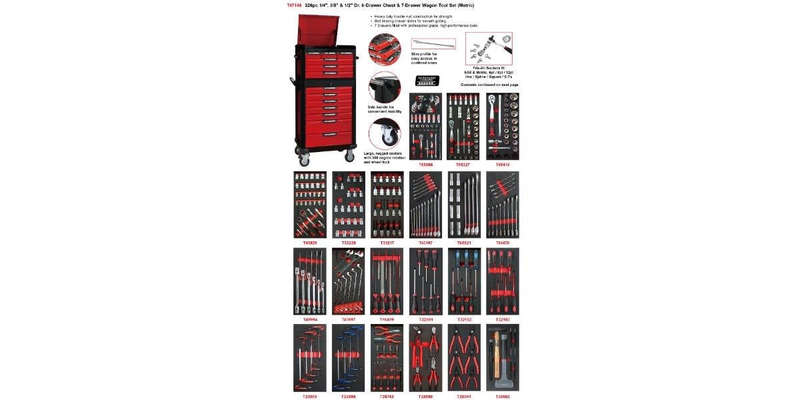 327Pc 1/4/3/8/1/2 Drive 6 & 7-Drawer Wagon Set AMPRO T47146