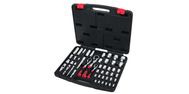 50Pc 1/43/81/2Drive Fits-All Go-thru Socket Set AMPRO T45831