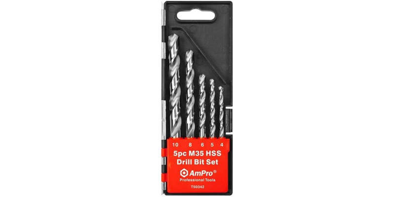 5Pc Hss Drill Bit Set AMPRO T50342