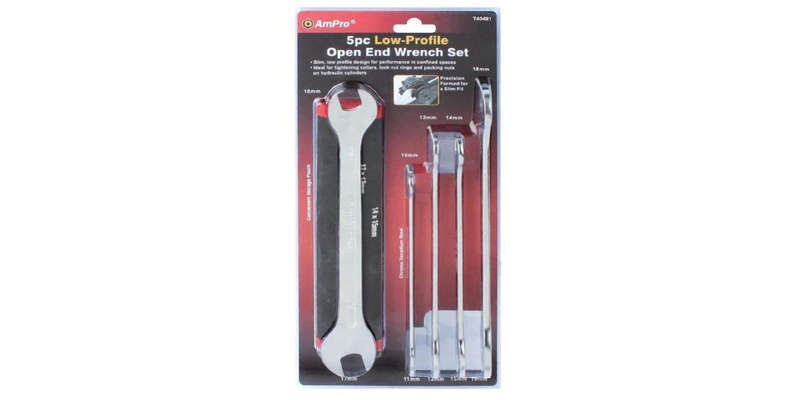 5Pc Slim-Profile Open End Wrench Set 10-19Mm AMPRO T40481