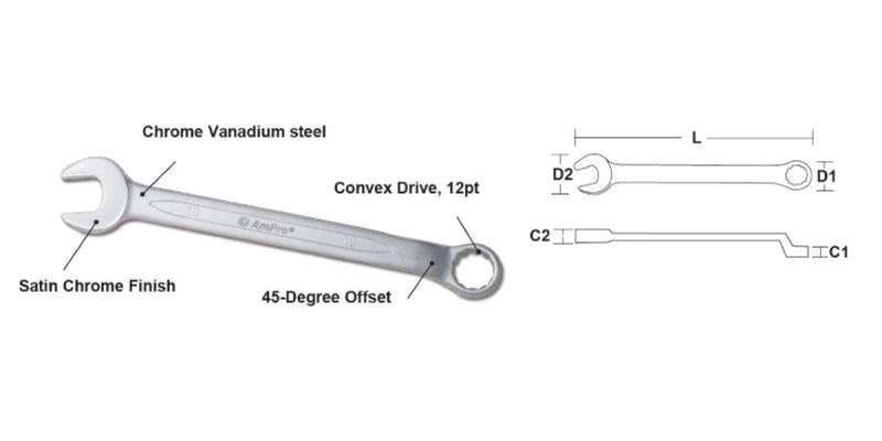 7Mm - 45 Degree Offset Combination Wrench AMPRO T41207
