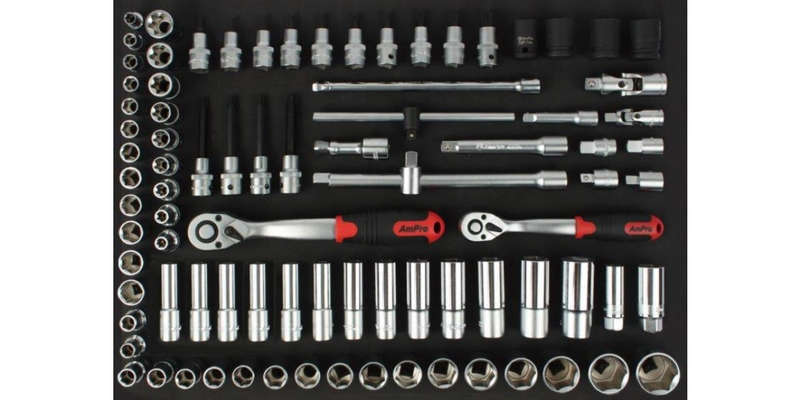 87Pc 3/8 & 1/2 Drive Socket Set (Foam Tray) AMPRO T45525