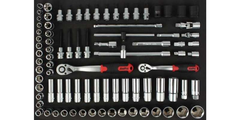 87Pc 3/8 & 1/2 Drive Socket Set (Foam Tray) AMPRO T45525