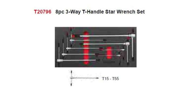 8Pc 3-Way T-Handle Star Wrench Set (Foam Tray) AMPRO T20796