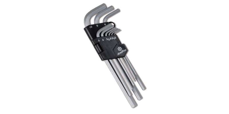 9Pc Long Hex Key Wrench Set (15-10Mm) AMPRO T22932