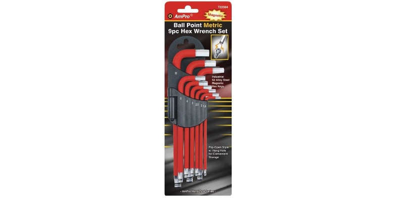 9Pc Magnetic Long Hex Wrench Set AMPRO T22984