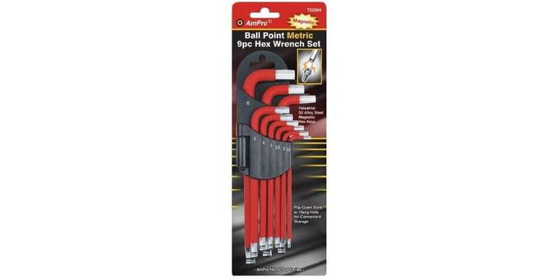 9Pc Magnetic Long Hex Wrench Set AMPRO T22984