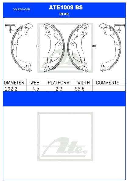Brake Shoes Vw Amarok 2.0Tsi,Tdi,Bitdi 2010 Ate1009Bs Ate