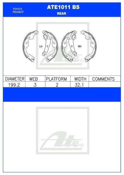 Brake Shoes Citroen C1,Peugoet 107,Toyota Aygo,Etios 2006 Ate1011Bs Ate