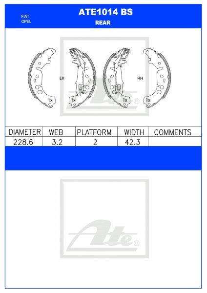 Brake Shoes Fiat Grand Punto,Linea,Opel Adam,CoRear Solida Ate1014Bs Ate