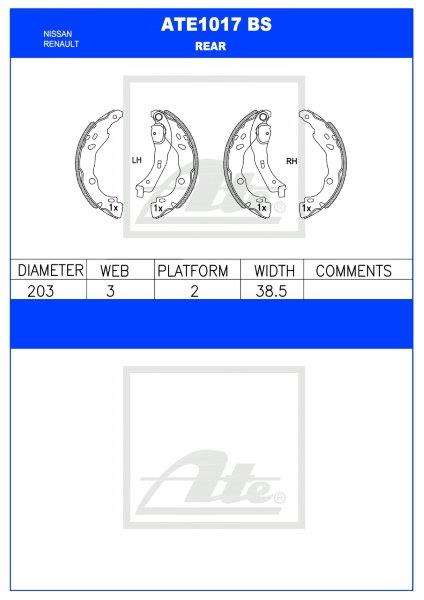 Brake Shoes Renault Clio 4 0.9Tce 1.2 Sandero 1.2,1.4,1.6 Ate1017Bs Ate