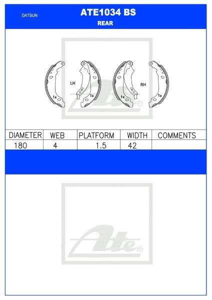 Brake Shoes Datsun Go,Renault Clio,Logan,Sandero Ate1034Bs Ate