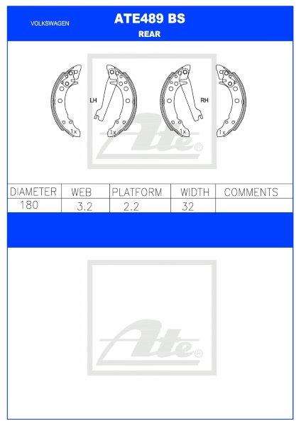 Brake Shoes Vw Fox,Golf Mk1,Citi Golf,Jetta Mk1,2,Polo Classic Ate489Bs Ate