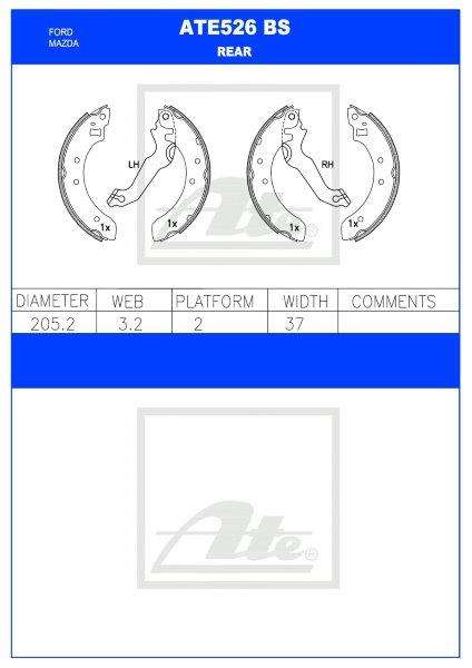 Brake Shoes Ford Escort Xr3,Bantam,Rustler Cvh,B3,B6 Ate526Bs Ate