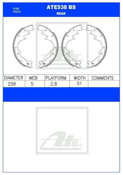 Brake Shoes Ford Courier,Mazda B Series,Nissan 1 Tonner,Hardbody Ate538Bs Ate