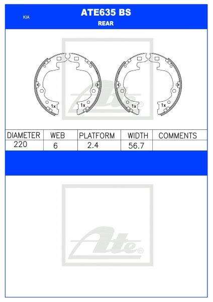 Brake Shoes Hyundai Bakkie,Van,Kia K2700,Pregio (1997 2011) Ate635Bs Ate