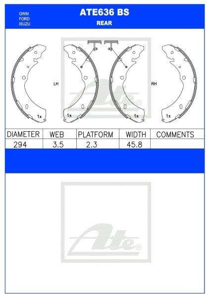 Brake Shoes Gwm Steed 3, Steed 5 Multi Wagon,Isuzu Kb250,300,360 Ate636Bs Ate
