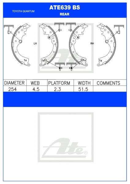Brake Shoes Toyota Quantum Up To 2010 Ate639Bs Ate