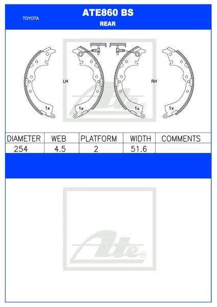Brake Shoes Cam Inyathi, Toyota Hilux 2.0Vvt,2.5 D4D,2.7,3.0 D4D Ate860Bs Ate