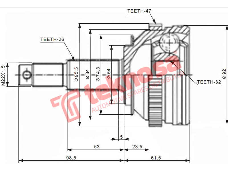Outer Cv Joint Chrysler Pt Cruiser 2.0 Eccy 2.2 Om646 Ch5715A