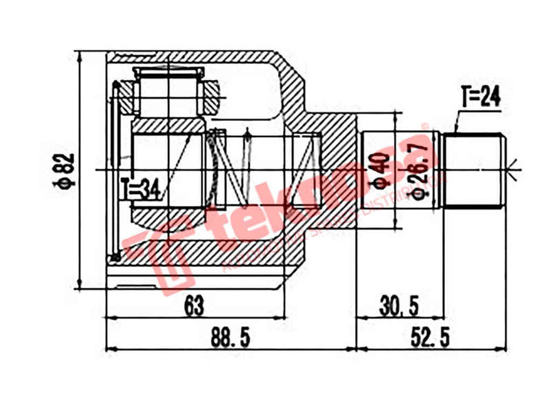 Inner Cv Joint Abarth 124 2016- Peugeot 208 3008 Citroen C3 Aircross Ct4005