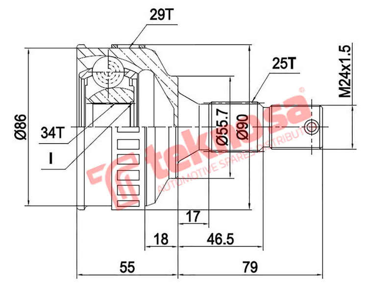 Outer Cv Joint Citroen Xsara 2.0I 2001- Xsara 2.0Hdi 2002- 2.0Vts 2003- Picasso Partner  Ct5920A