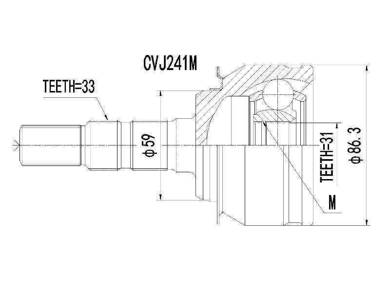 Outer Cv Joint Chevrolet Cruze 1.4,1.6,1.8,2.0 2010- Cvj241M