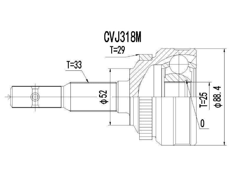 Outer Cv Joint Opel Astra,Monza,Kadett,Monza,Zafira ABS - Cvj318M
