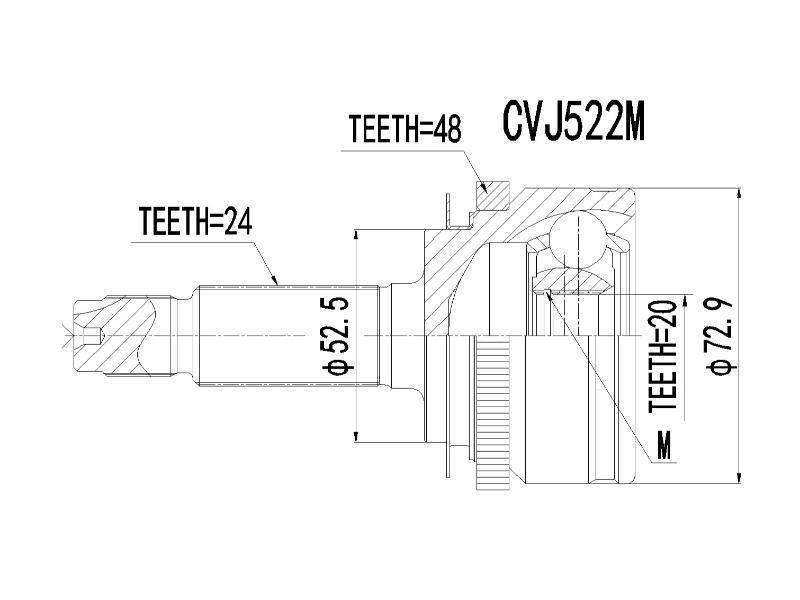 Outer Cv Joint Hyundai i10 1.1i,1.2i 2009- Cvj522M