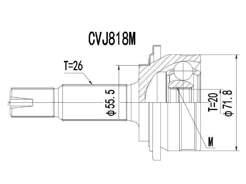 Outer Cv Joint Toyota Yaris P9 1.0,1.3 VVT-I  Cvj818M