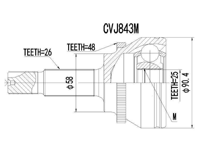 Outer Cv Joint Toyota Corrola 1.3,1.4,1.6 VVT-I,2.0 D-4D Cvj843M