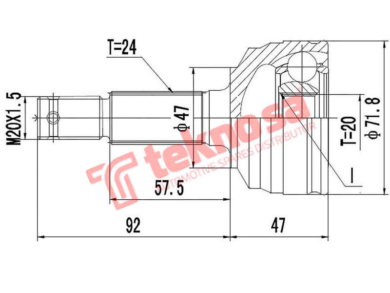Outer Cv Joint Daihatsu Cuore 1997-2001 Daihatsu Sirion 1.0, 1.3 1998-2005 Da5717