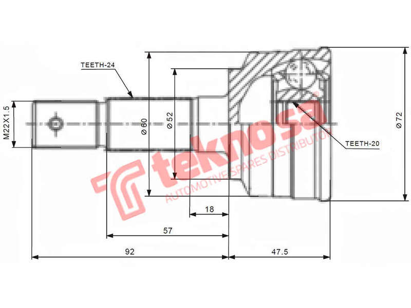 Outer Cv Joint Daihatsu Terios 1.3 4X4 1997- Charade Mk2 Mk3 1.0 Da5940