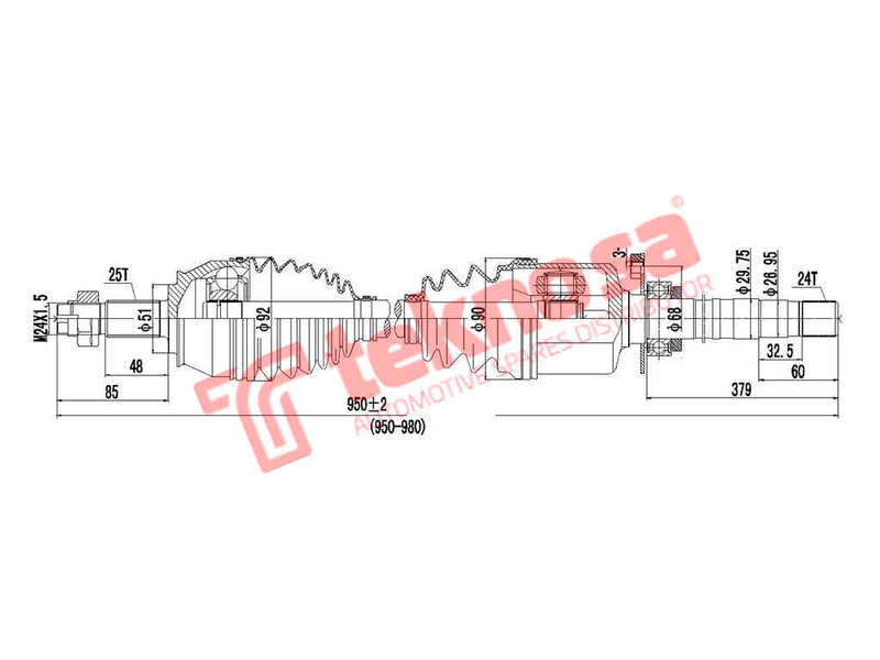 Drive Shaft Fiat Fiat Fiorino 2007- 1.3Jtf Qubo 1.3Jtd 2008- Dfi202