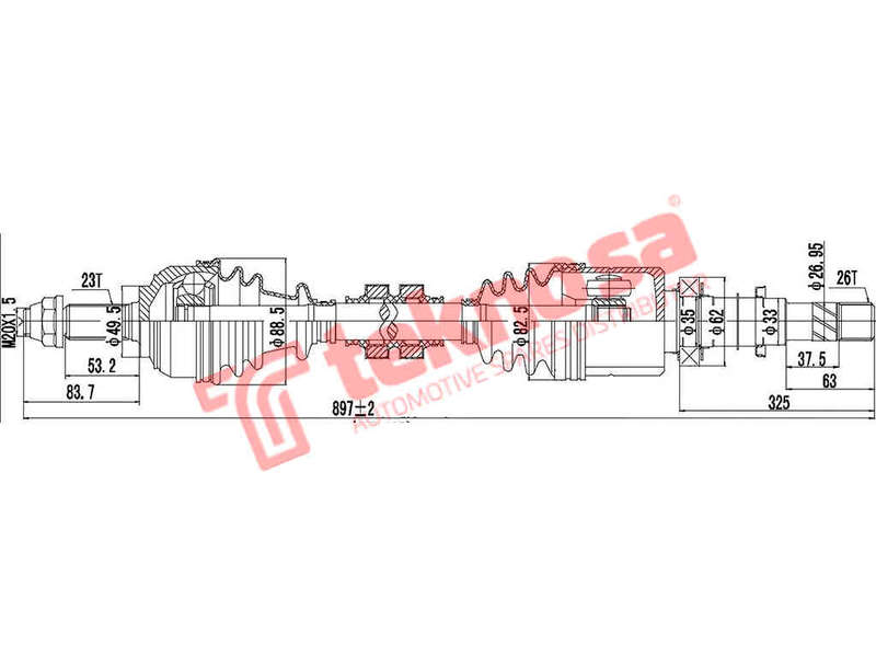 Complete Drive Shaft Rh Nissan Np200 1.5Dci Ldv, Np200 1.6, Renault Logan 1.6Mpi K9K,K7M,K4M,K7M ...