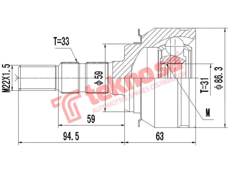 Outer Cv Joint Chevrolet Cruze 1.4T Hatch/Sedan 1.6 1.8 2.0D 2009- Gm3002