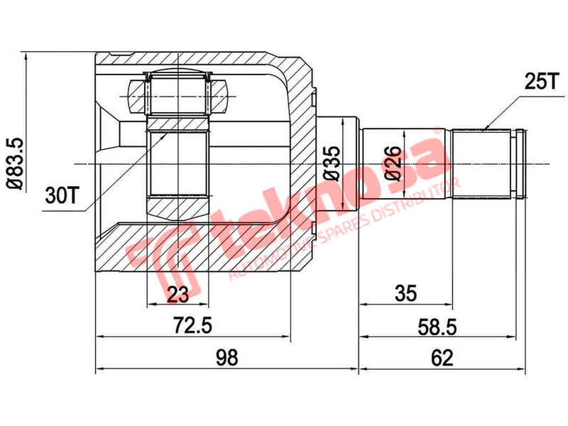 Inner Cv Joint Honda Ballade 1.5 1.5 V-Tec 1.6 Cr-X 1.6 Ho6417
