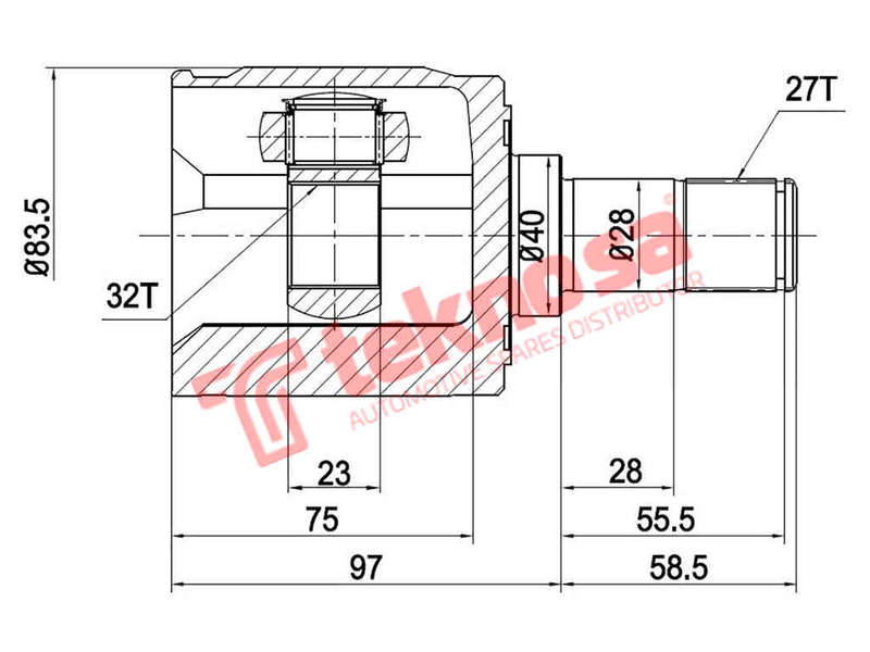 Inner Cv Joint Honda Cr-V 2.0 4X4 B20Z1 1997-2002 Accord Mk V Civic Mk Vi Mk Viii Ho6425